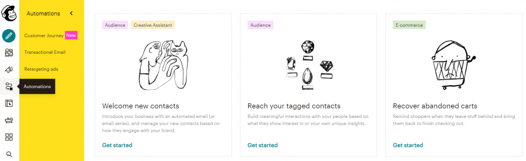 Mailchimp automations screen